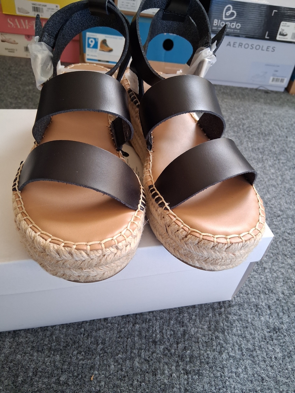 Black Espadrille Platform Sandals - Women - Picture 6 of 14